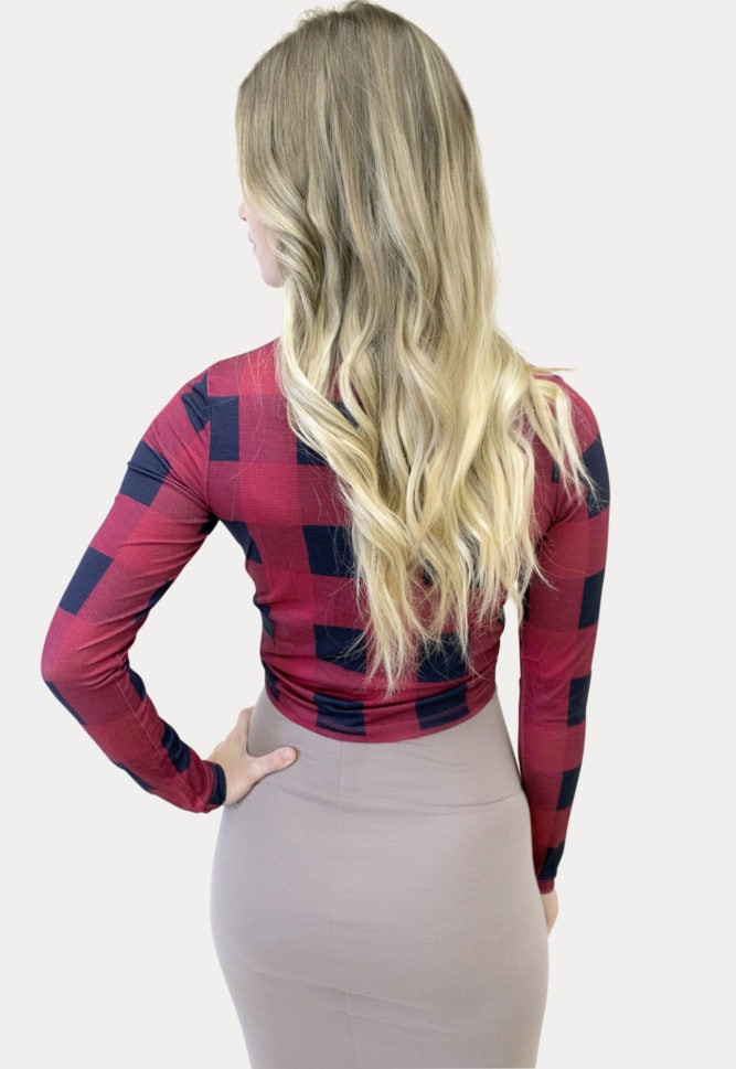 plaid maternity crop top