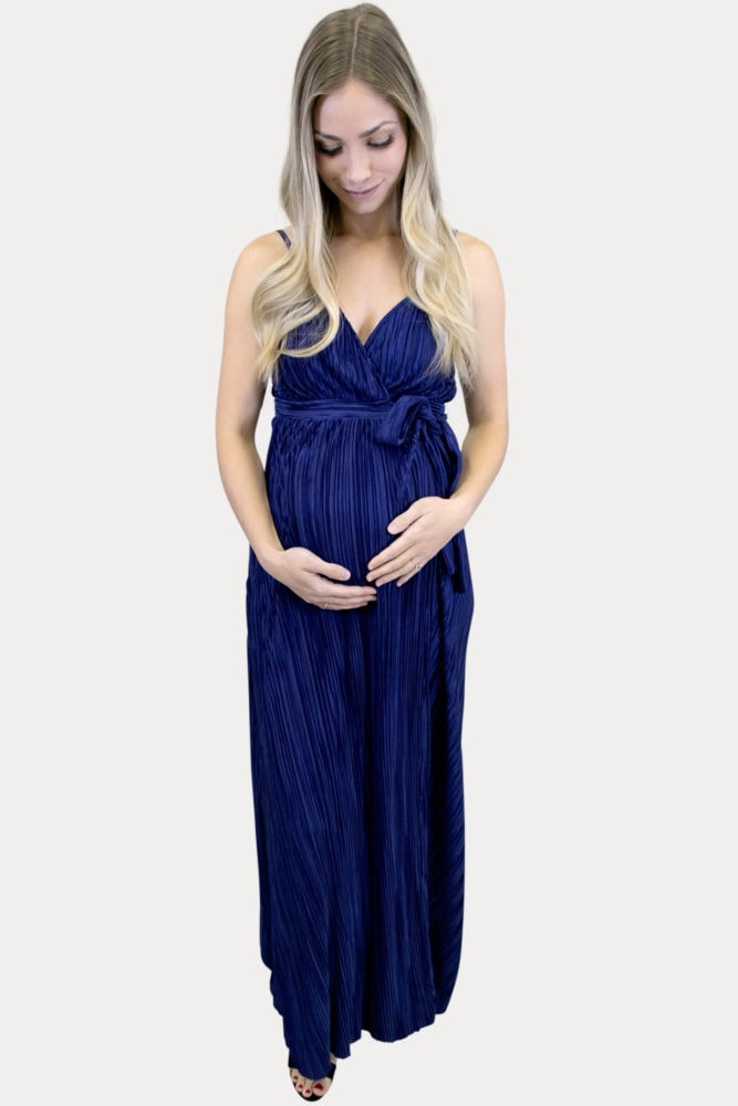 navy maternity maxi dress