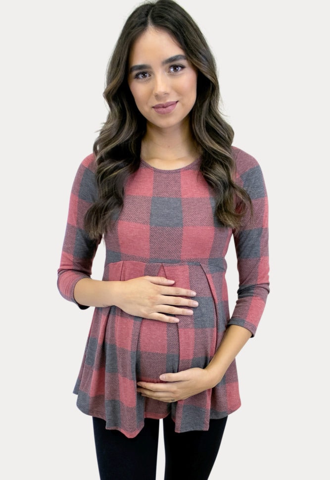 buffalo plaid maternity tunic