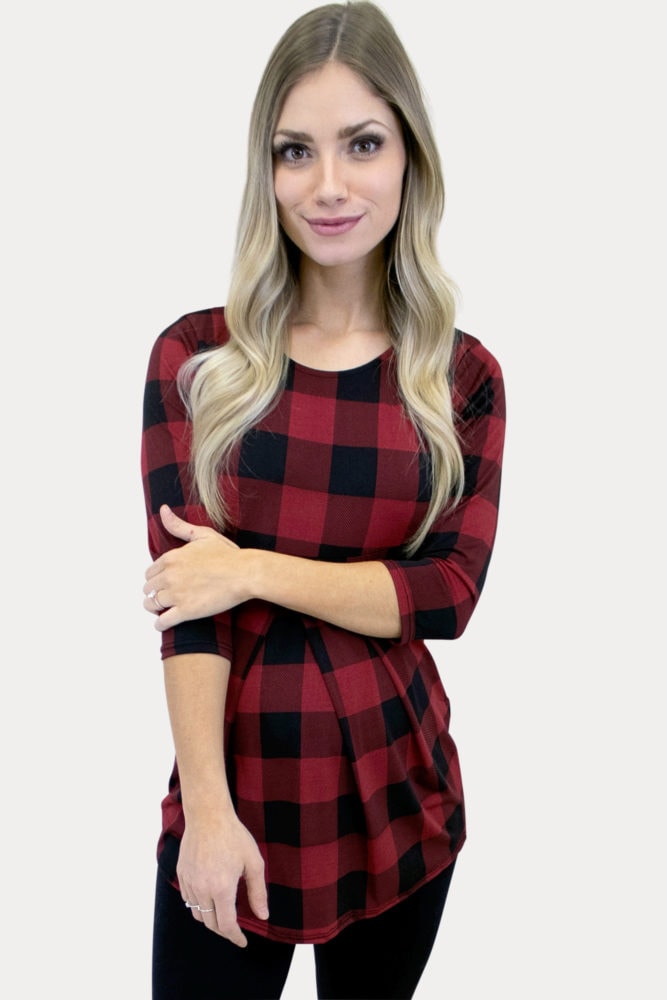 plaid maternity top
