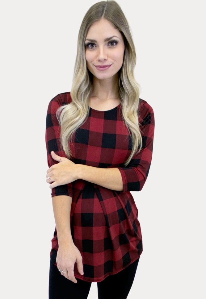 plaid maternity top