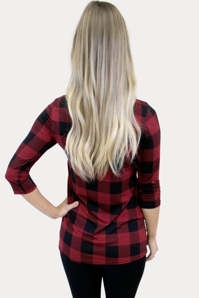 plaid maternity top