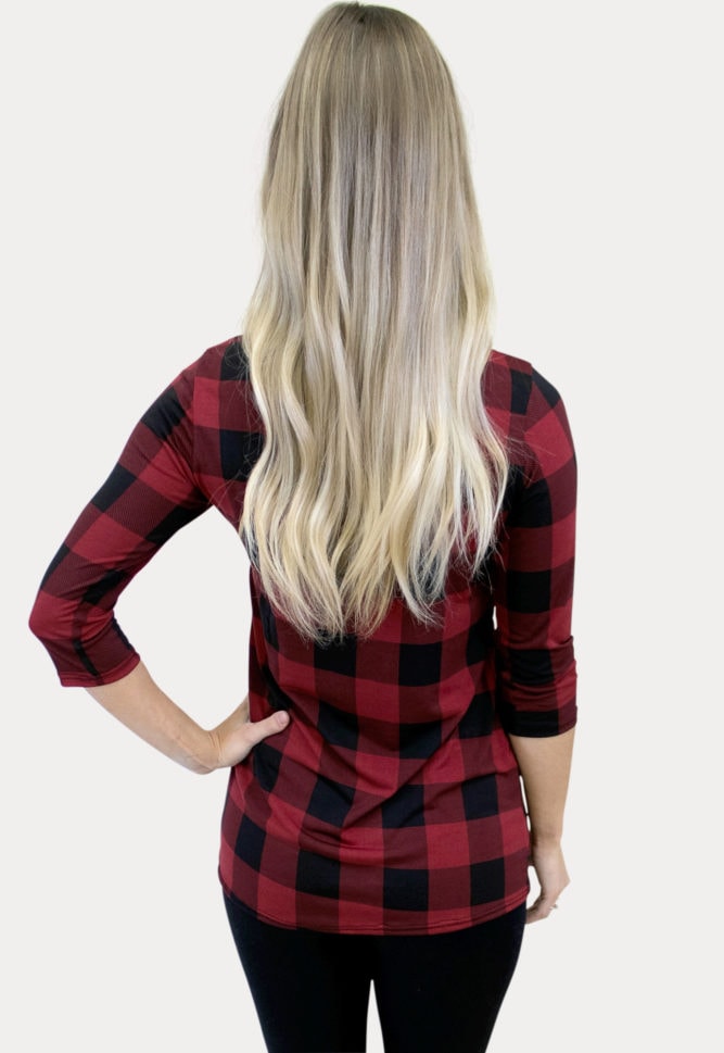 plaid maternity top