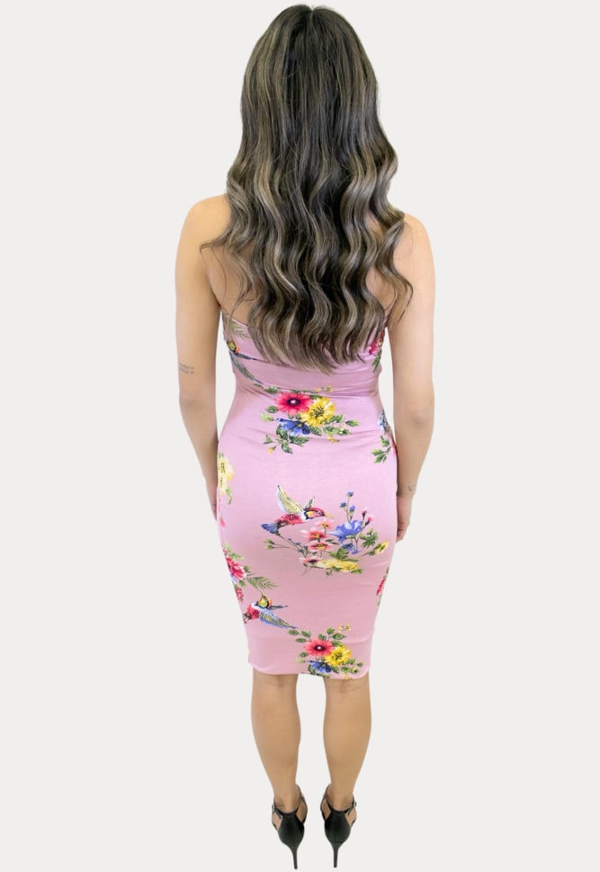 strapless pink maternity dress