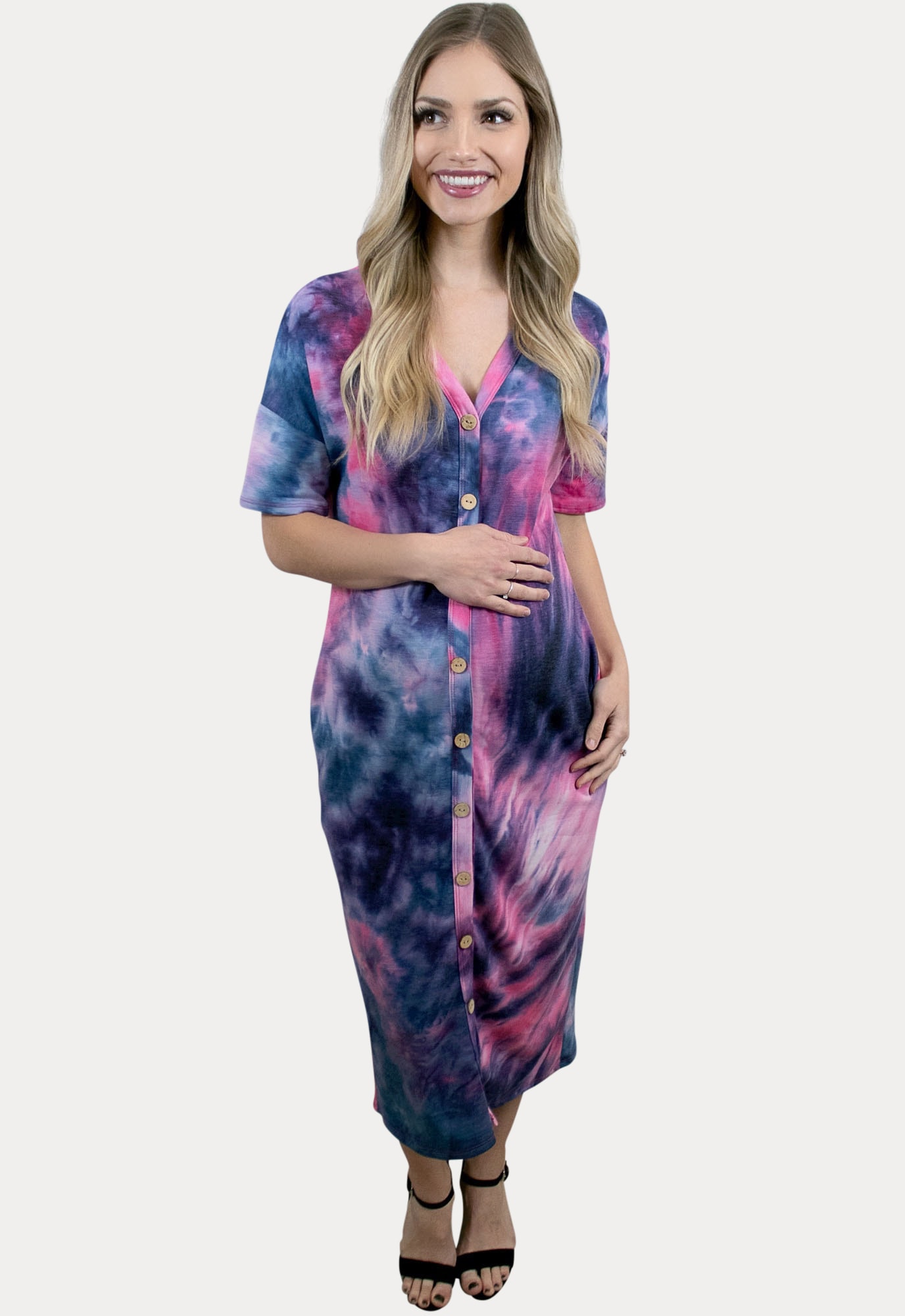 gender reveal maternity midi dress