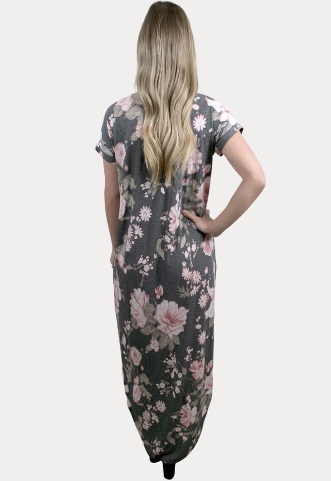 short sleeve maternity maxi dress
