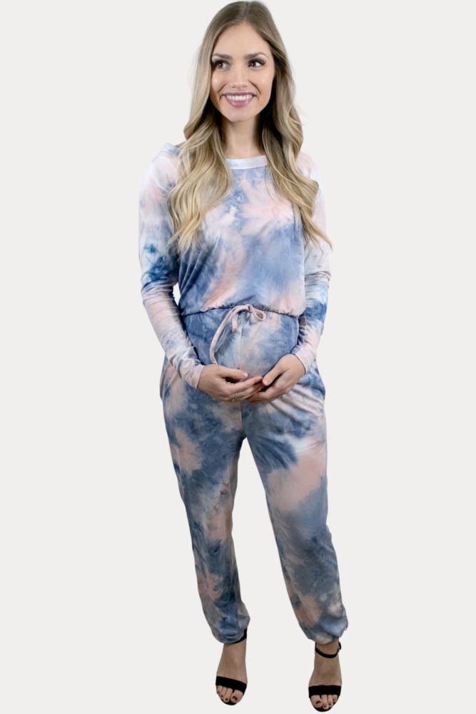 tie dye maternity jumpsuit