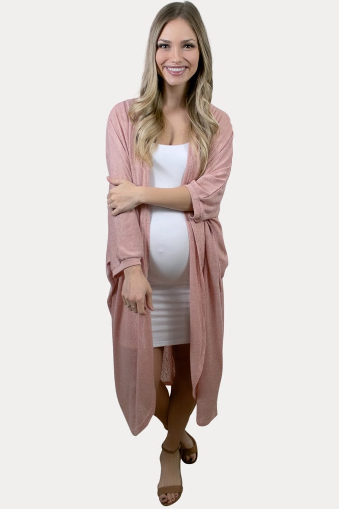 pink maternity kimono