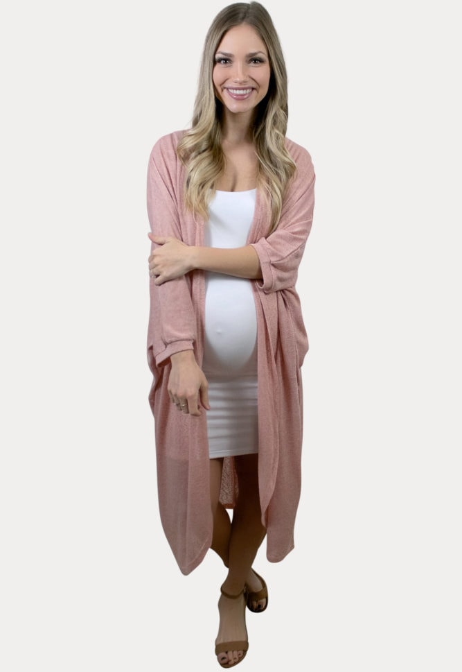 pink maternity kimono