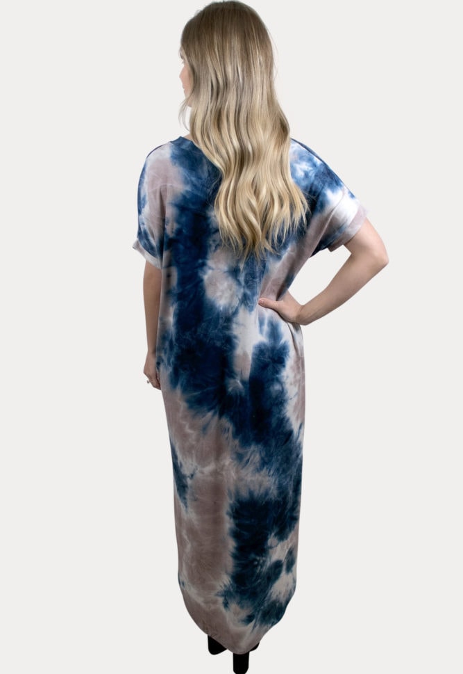 tie dye pregnancy maxi