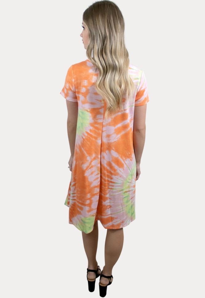 orange tie dye maternity dress