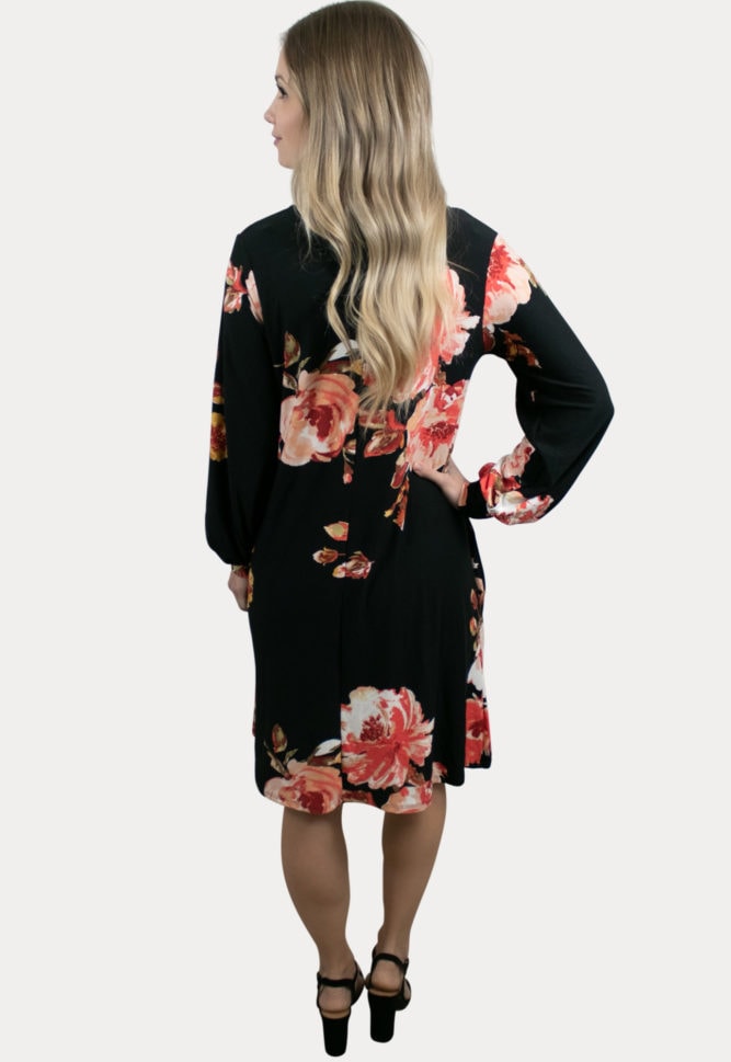 black floral pregnancy dress