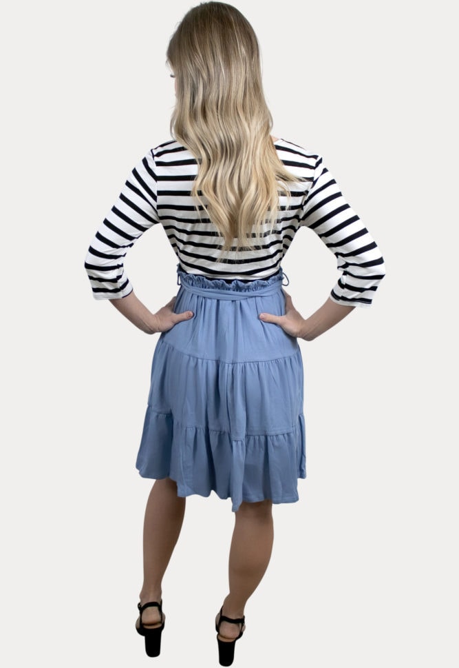 striped blue pregnancy dress