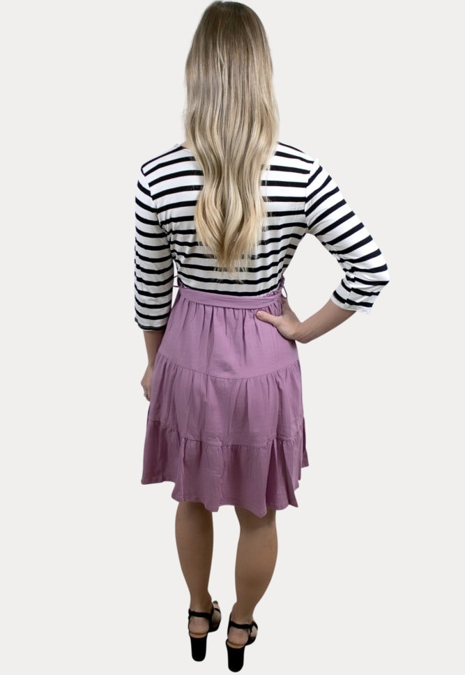 striped pink pregnancy dress
