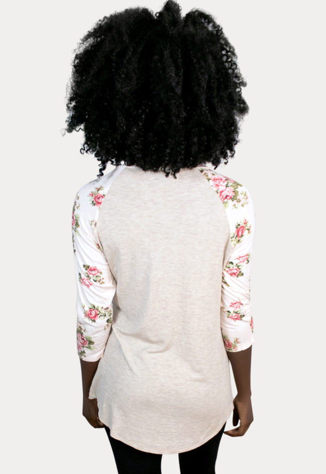 floral pregnancy baseball tee
