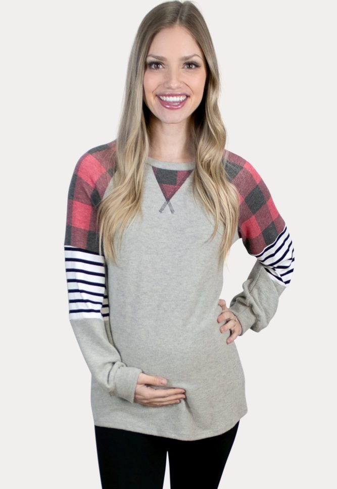 buffalo plaid maternity crewneck