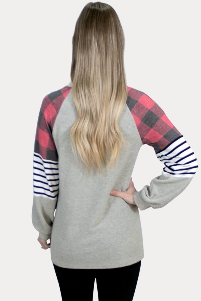 buffalo plaid maternity crewneck