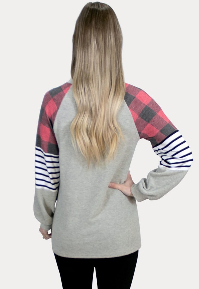 buffalo plaid maternity crewneck