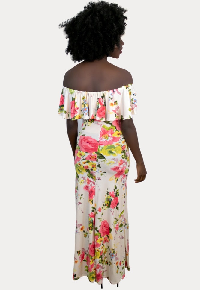 cream floral maternity maxi dress