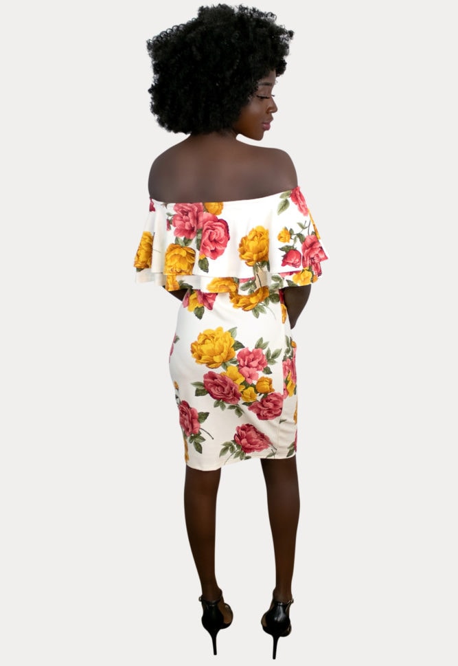 cream floral maternity bodycon