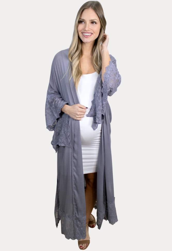 lilac maternity duster