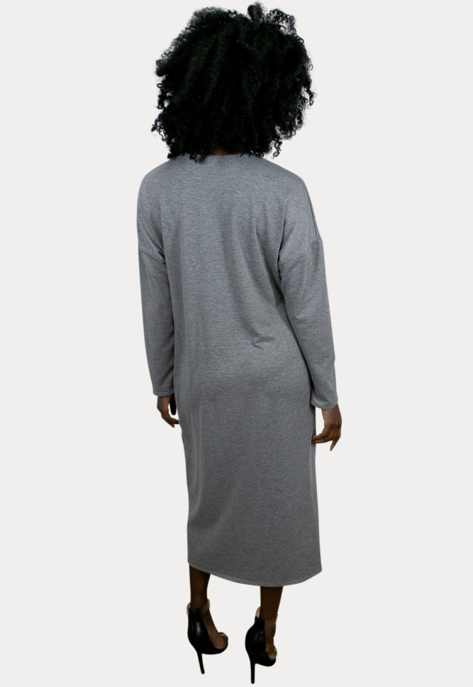 grey maternity midi sweater dress