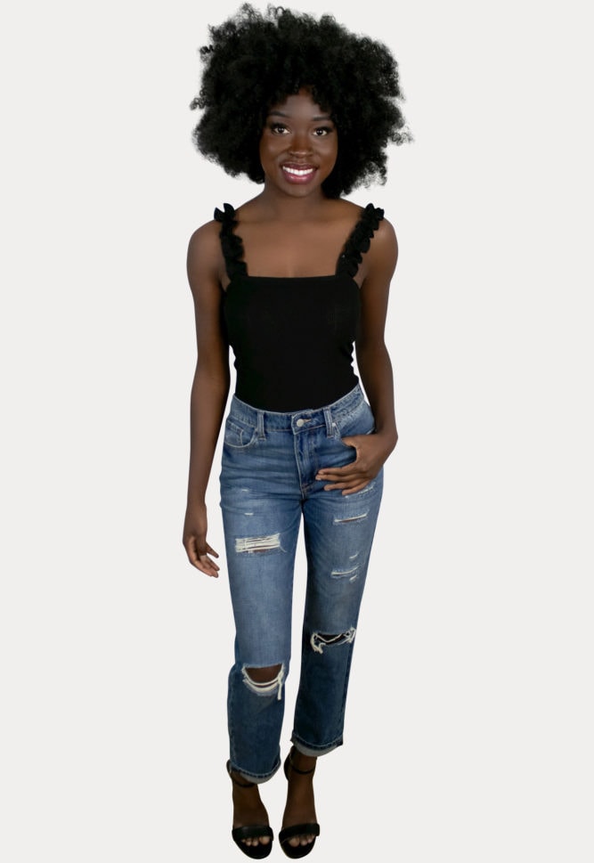 distressed straight leg jeans