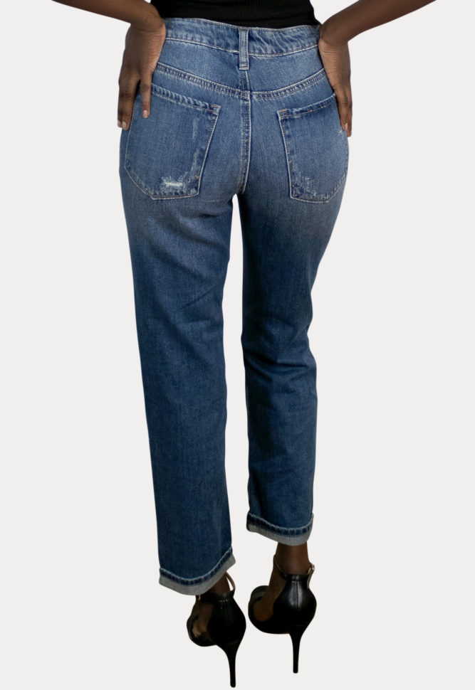 distressed straight leg jeans
