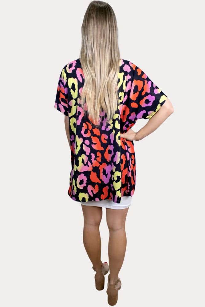 black leopard maternity kimono