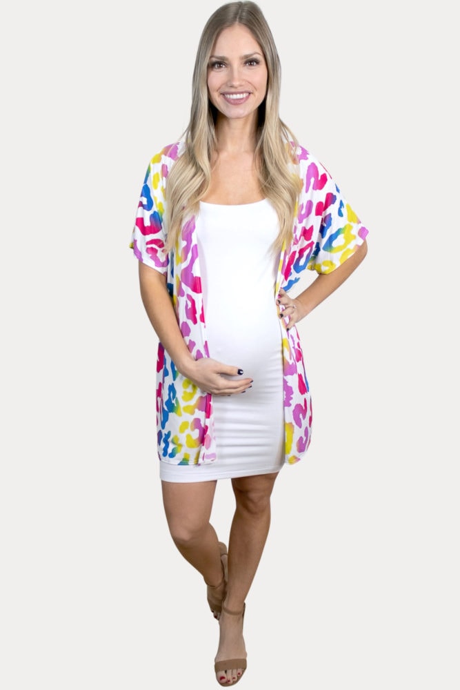 fun leopard maternity kimono