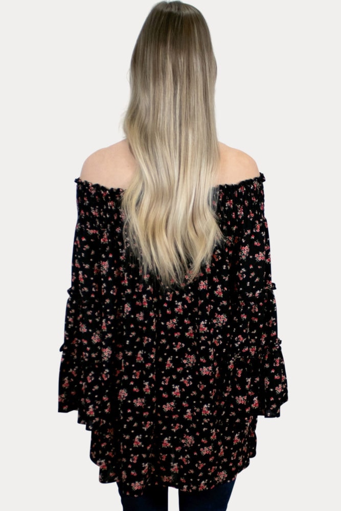 floral bell sleeve maternity top