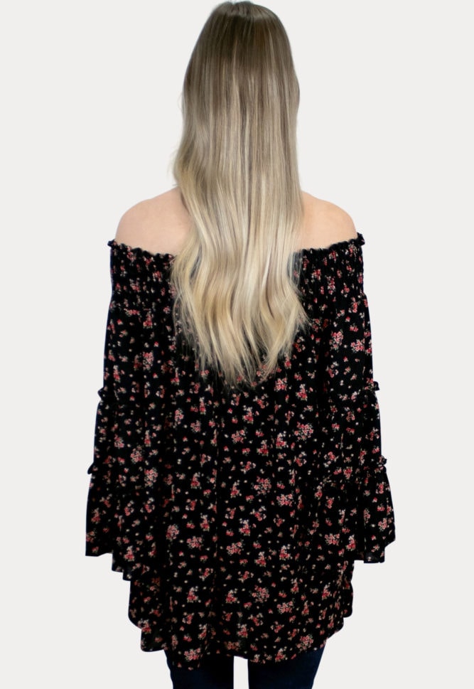 floral bell sleeve maternity top