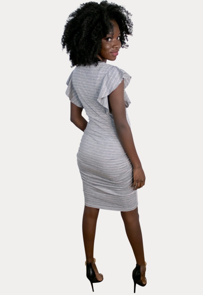 grey striped pregnancy dress