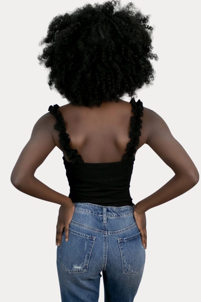 black sleeveless bodysuit