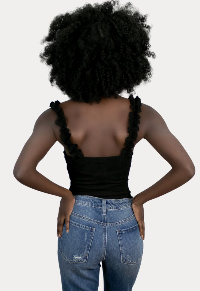 black sleeveless bodysuit