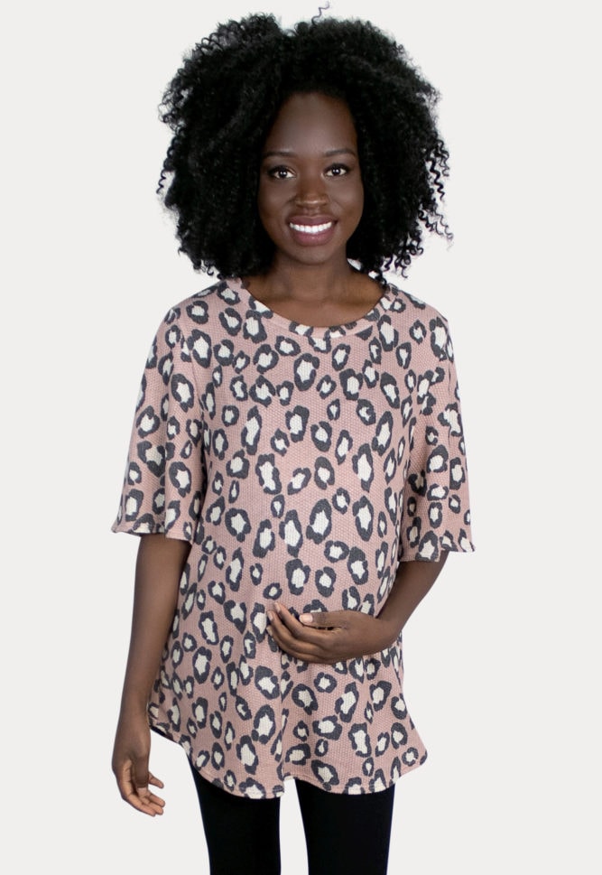 pink leopard maternity top