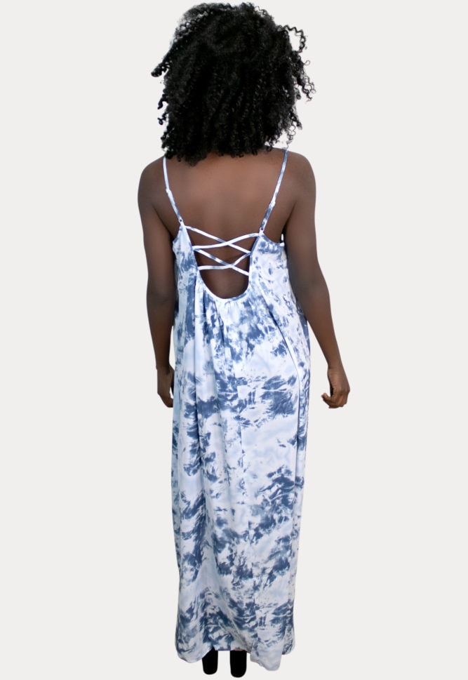 sleeveless tie dye maternity dress