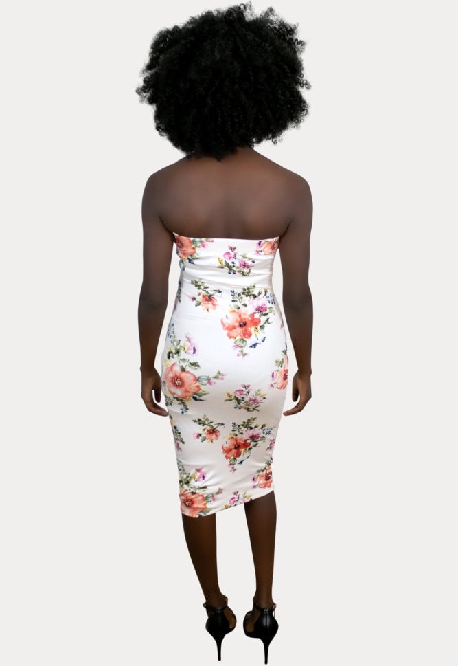 strapless white maternity dress