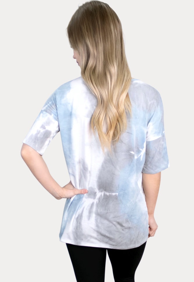 blue tie dye maternity top