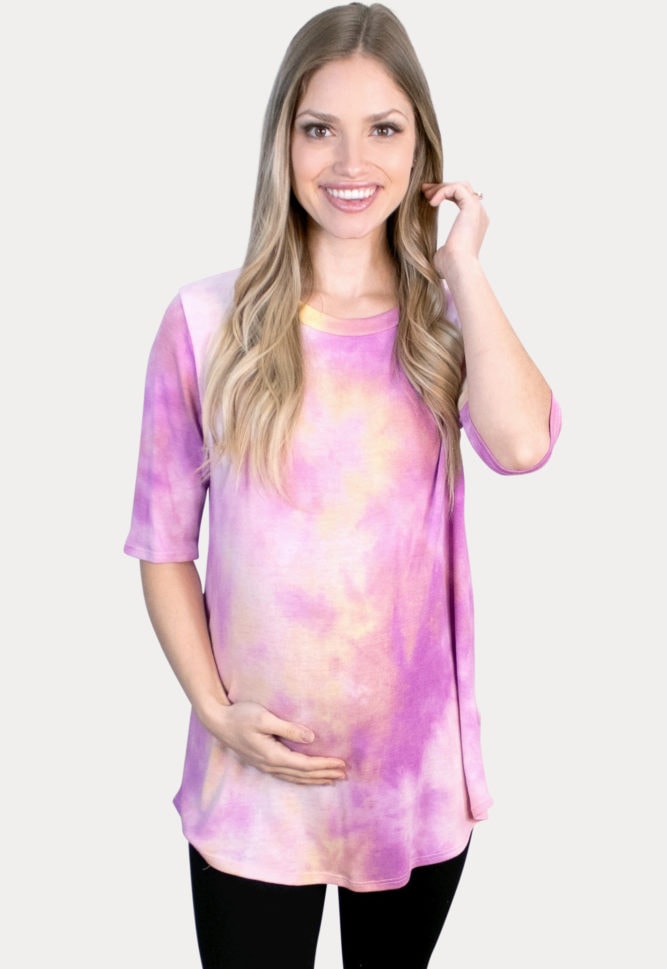 pink tie dye pregnancy top