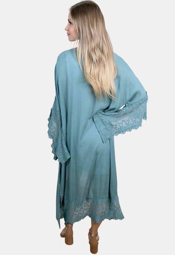 blue maternity duster