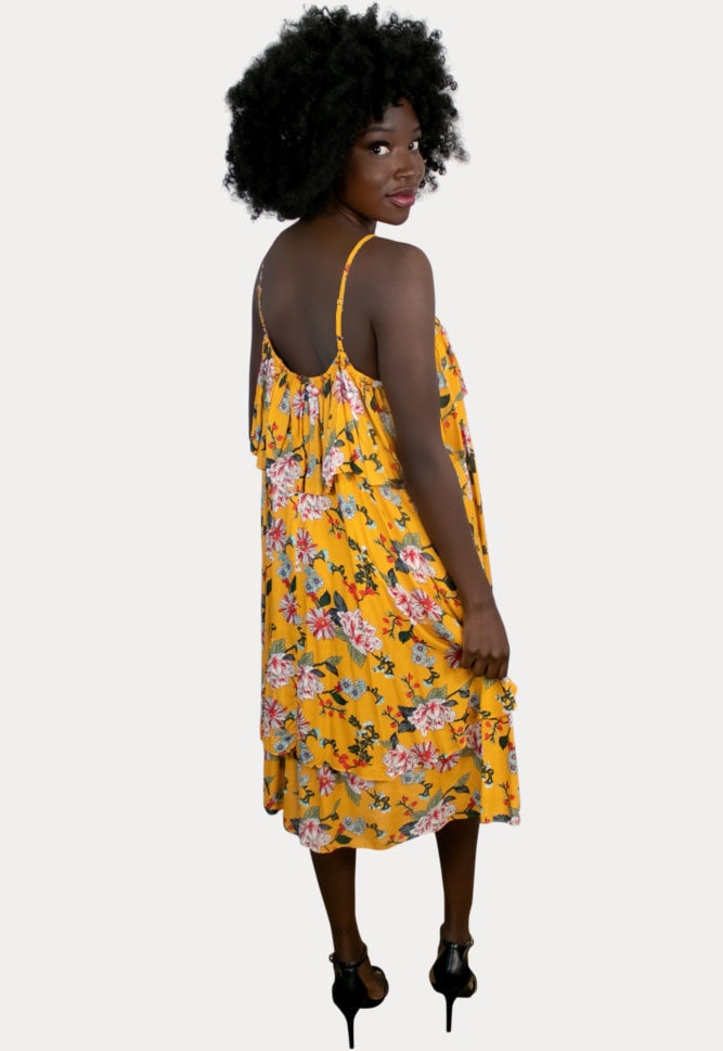 yellow floral maternity dress
