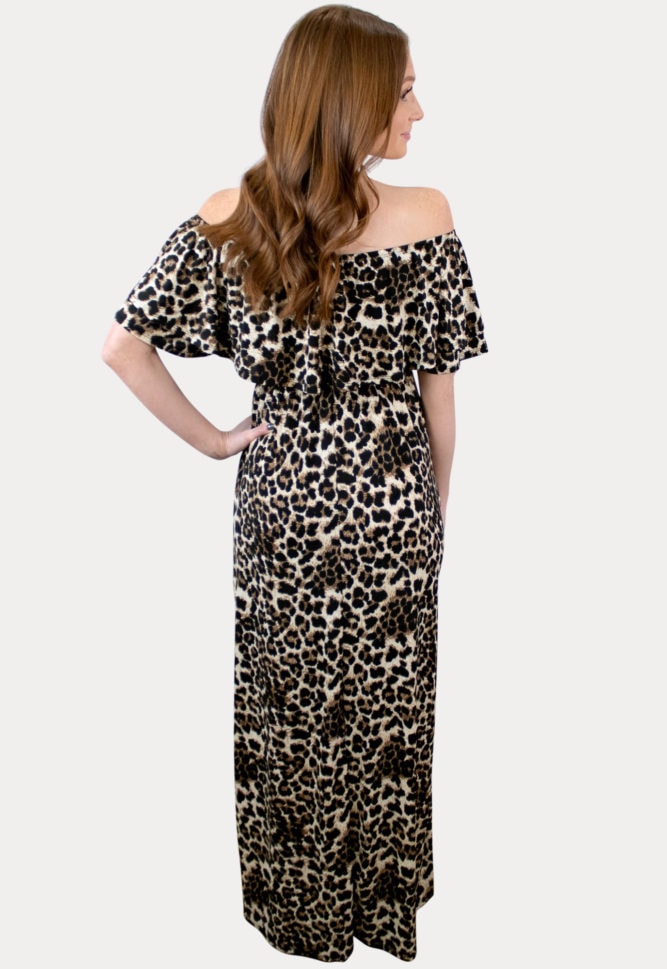 leopard maternity maxi dress