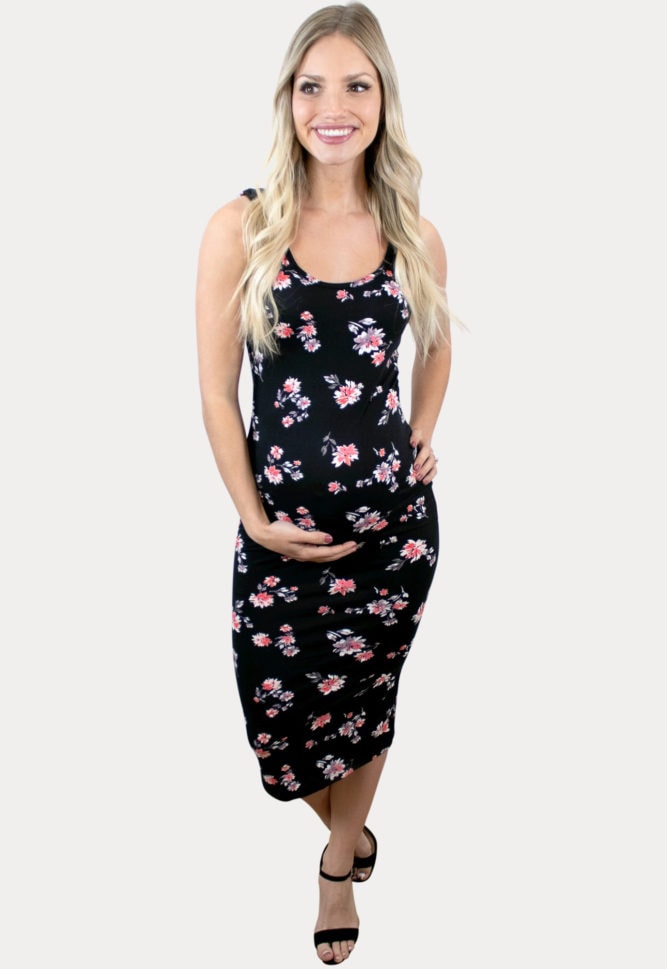 sleeveless floral maternity dress