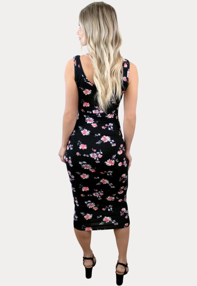sleeveless floral maternity dress