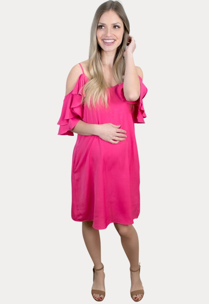 hot pink maternity dress