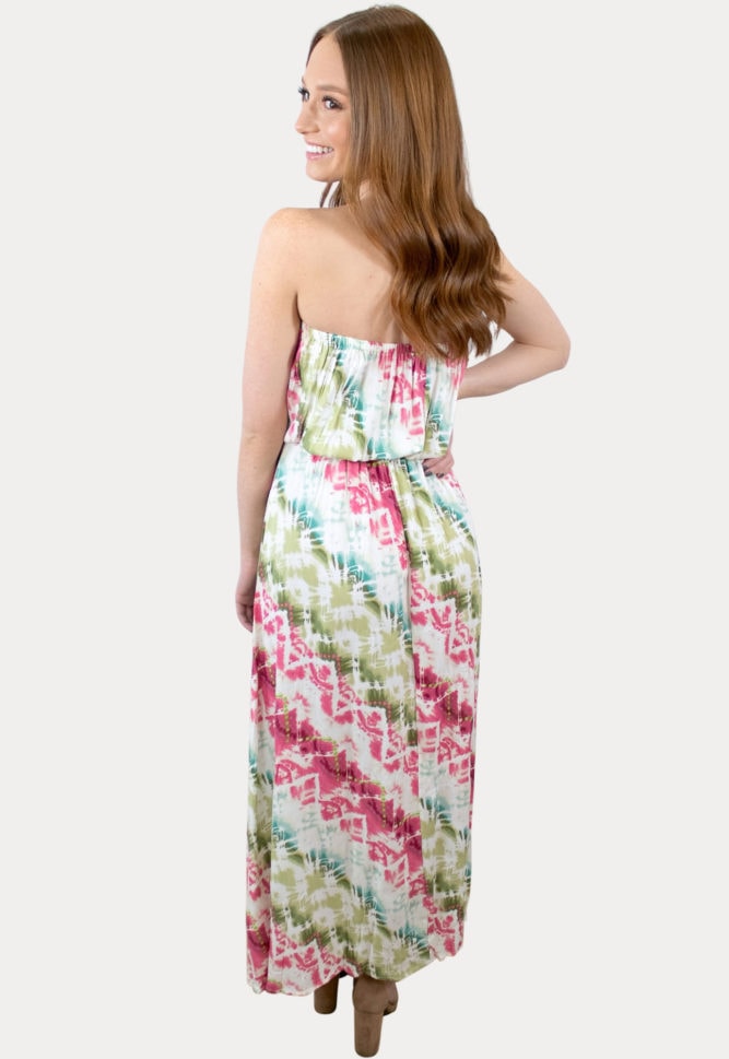 strapless tie dye maternity dress