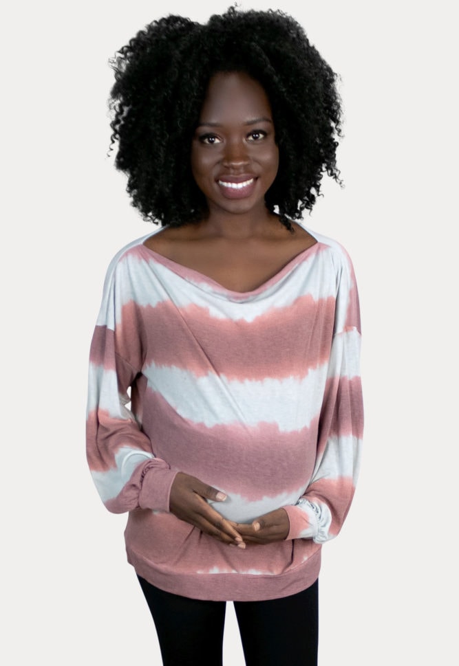 striped tie dye maternity top
