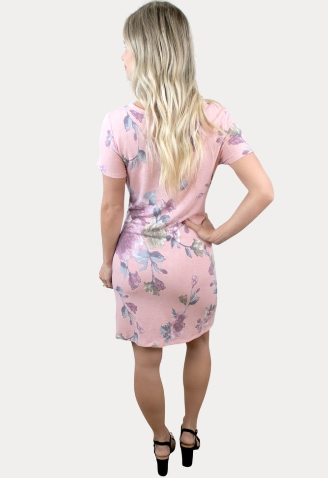 pink tie front maternity dress