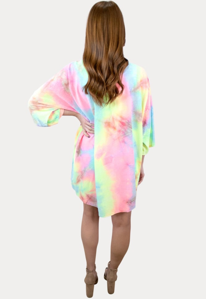 bright tie dye maternity cardigan